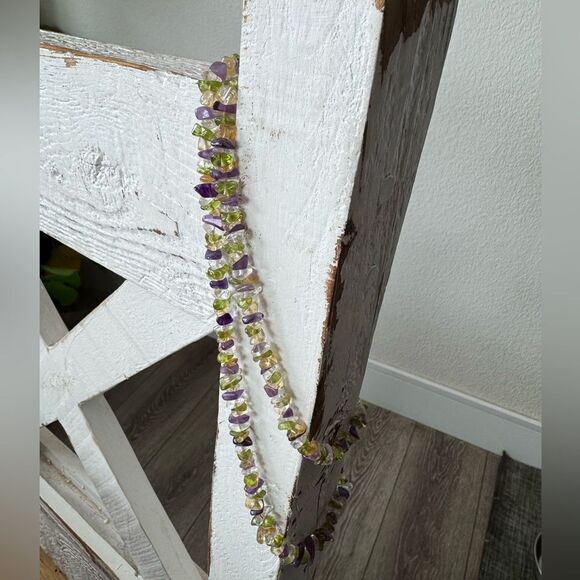 Quartz Peridot Garnet Citrine Amethyst Necklace Vintage - Picture 4 of 6